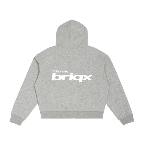 Contrast Plaid Boxy Zip Hoodie