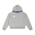 Contrast Plaid Boxy Zip Hoodie