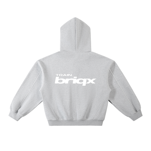 Contrast-Stitched Boxy Fleece Hoodie