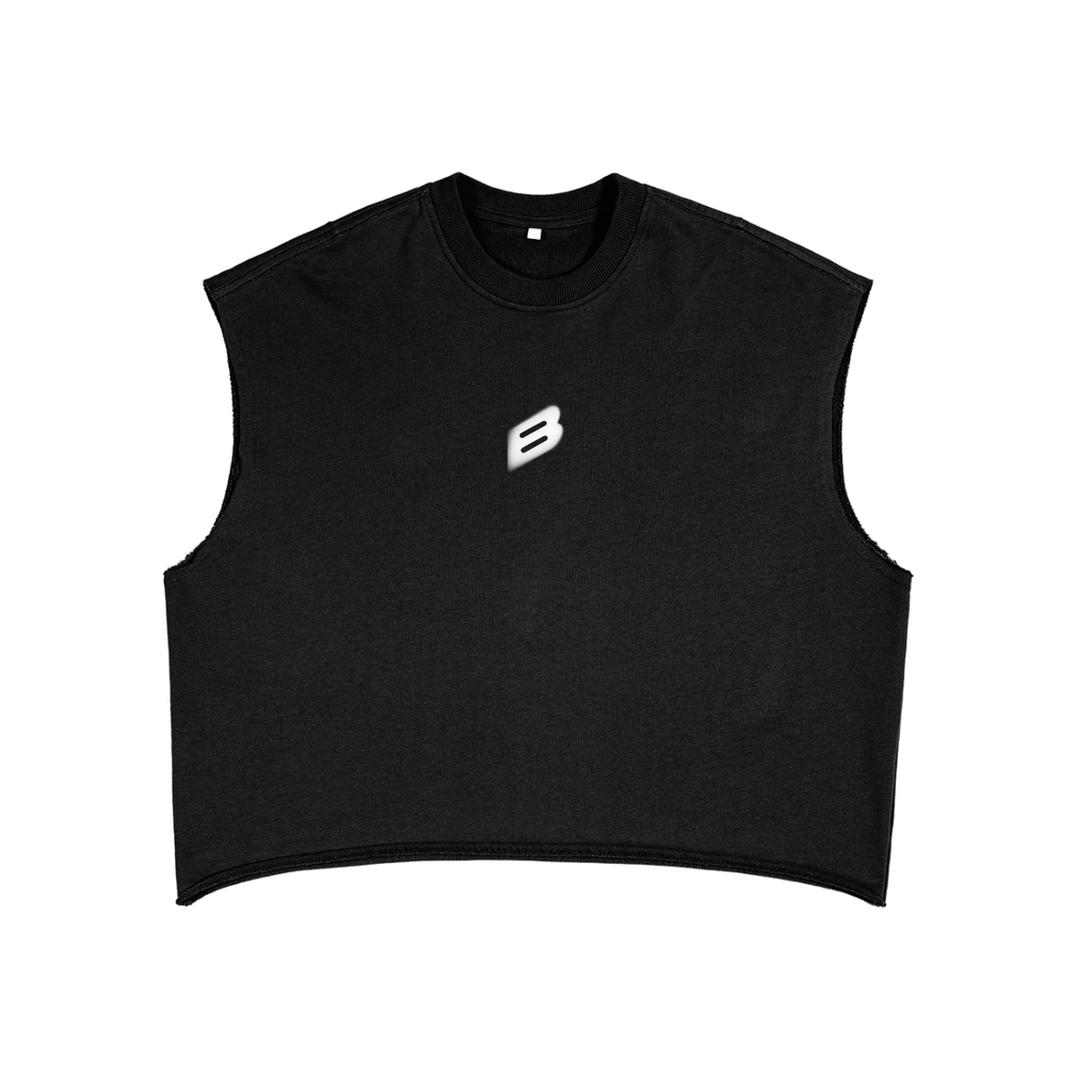 French Terry Boxy Tank Top - Faded Logo
